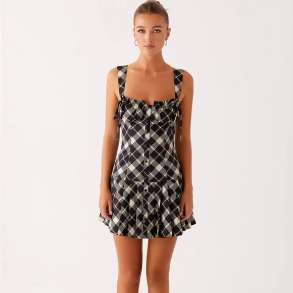 Peppermayo Exclusive - Tuni Mini Dress - Taupe Check - Picture 3 of 8